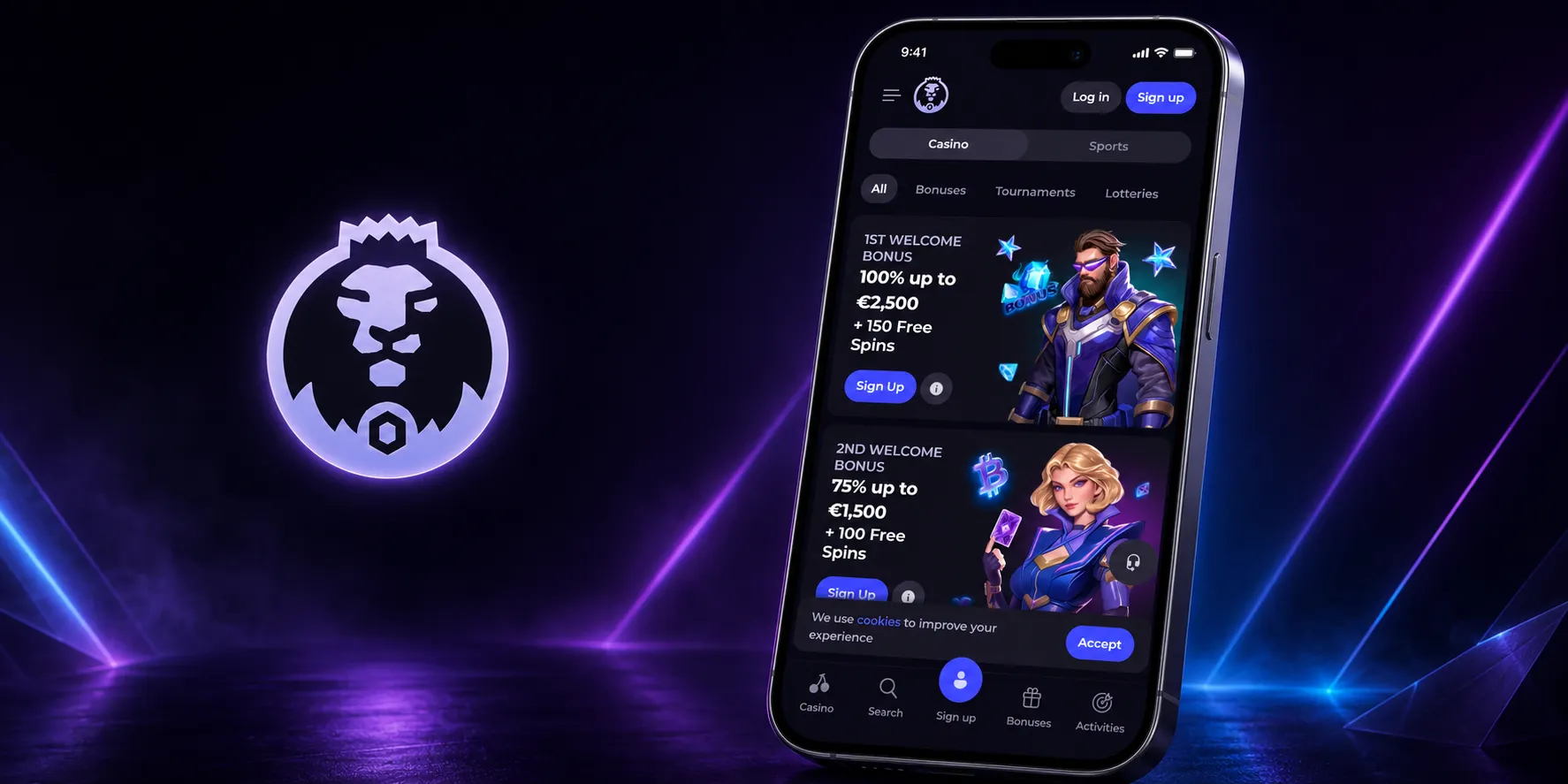 Capture d'écran de l'app CryptoLeo Casino